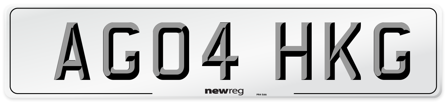 AG04 HKG Number Plate from New Reg